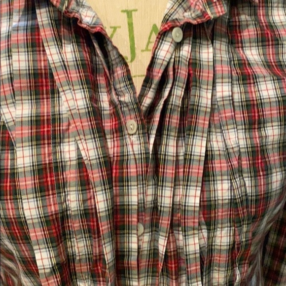J Crew long sleeve button Plaid pleated Shirt - Picture 4 of 9